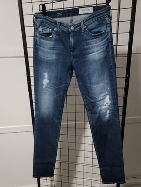 Ag Adriano Goldschmied Women’s Skinny Jeans - Dark Blue Distressed